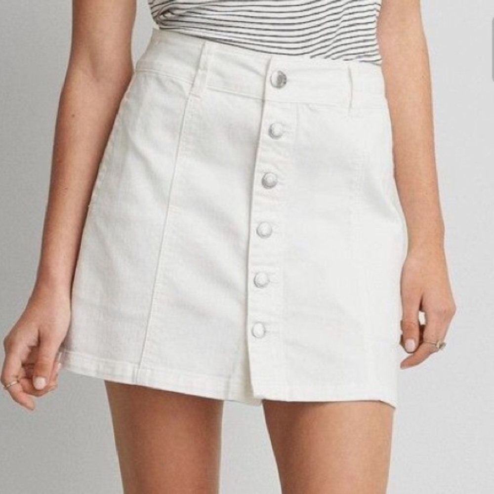 Mossimo Supply Co. White Denim Button-Up Skirt
